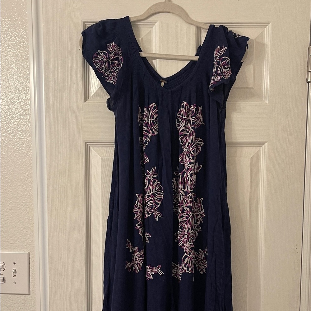 Embroidered Navy Romper
